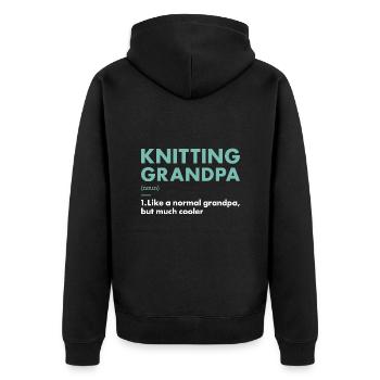 Knitter Grandpa Definition Knitting - Unisex Premium Organic Zip Hoodie - black - Back - Nico (187cm)