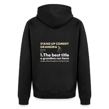 Comedian Grandma Definition Stand Up Comedy - Unisex Premium Bio Zip Hoodie - Schwarz - Hinten - Nico (187cm)