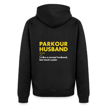 Traceur Mari Définition Parkour - Veste à capuche bio Premium Unisexe - noir - Dos - Nico (187cm)