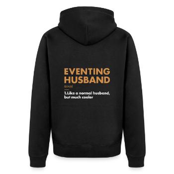Rider Husband Definition Eventing - Unisex Premium Organic Zip Hoodie - black - Back - Nico (187cm)