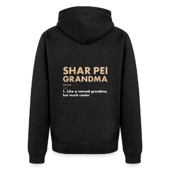 Shar Pei Grand-mère Définition - Veste à capuche bio Premium Unisexe - noir - Dos - Nico (187cm)
