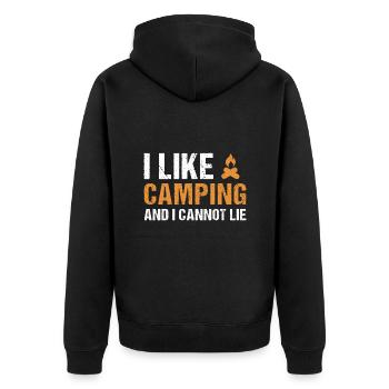 Camper I Like Camping - Unisex Premium Organic Zip Hoodie - black - Back - Nico (187cm)