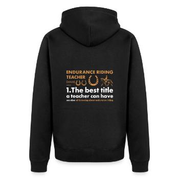 Rider Teacher Definition Endurance Riding - Unisex Premium Bio Zip Hoodie - Schwarz - Hinten - Nico (187cm)
