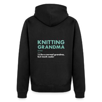 Knitter Grandma Definition Knitting - Unisex Premium Organic Zip Hoodie - black - Back - Nico (187cm)