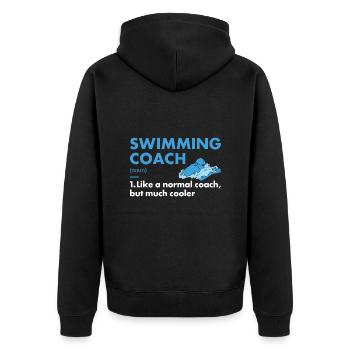Sport Coach Swimming - Unisex Premium Bio Zip Hoodie - Schwarz - Hinten - Nico (187cm)