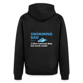 Sport Dad Swimming - Unisex Premium Bio Zip Hoodie - Schwarz - Hinten - Nico (187cm)