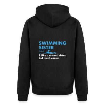 Sport Sister Swimming - Unisex Premium Bio Zip Hoodie - Schwarz - Hinten - Nico (187cm)