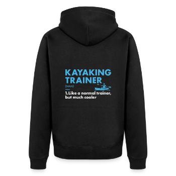Kayaker Trainer Definition Kayaking - Unisex Premium Bio Zip Hoodie - Schwarz - Hinten - Nico (187cm)