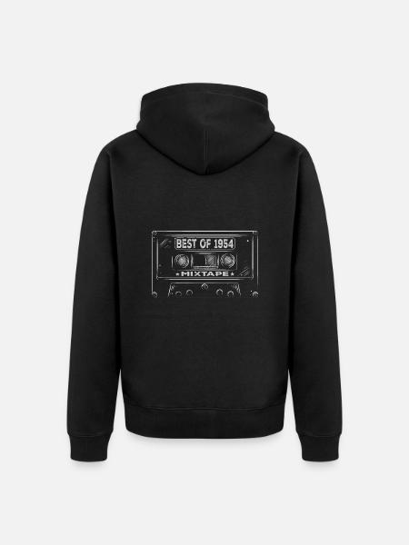 1954 Birthday Mixtape Cassette Retro - Unisex Premium Organic Zip Hoodie - black
