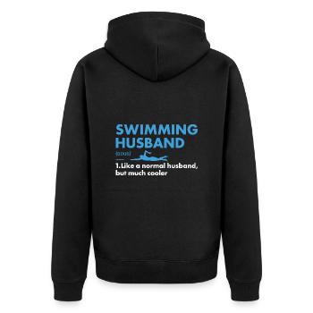 Sport Husband Swimming - Unisex Premium Bio Zip Hoodie - Schwarz - Hinten - Nico (187cm)