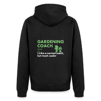 Gardener Coach Définition Jardinage - Veste à capuche bio Premium Unisexe - noir - Dos - Nico (187cm)