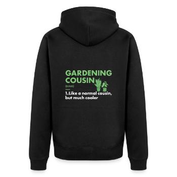 Jardinier Cousin Définition Jardinage - Veste à capuche bio Premium Unisexe - noir - Dos - Nico (187cm)