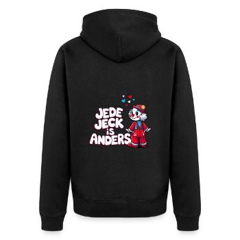 Carnival Jeck Clown Cologne Kölsch Kölle Alaaf Funny - Unisex Premium Organic Zip Hoodie - black - Back - Nico (187cm)