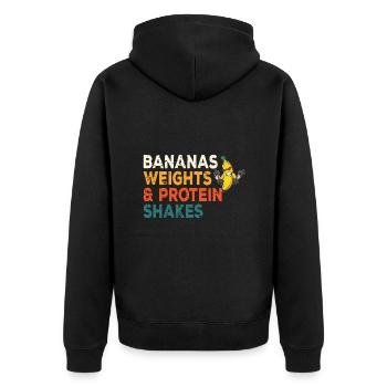 Fitness Banana Workout Routine Training Gym - Unisex Premium Bio Zip Hoodie - Schwarz - Hinten - Nico (187cm)