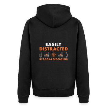 Geocacher facilement distrait par les chiens et le géocaching - Veste à capuche bio Premium Unisexe - noir - Dos - Nico (187cm)