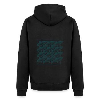 Sortir des sentiers battus - Hareng - Équipe - Solution - Veste à capuche bio Premium Unisexe - noir - Dos - Nico (187cm)