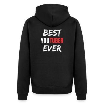 Best Youtuber Geschenkidee für Vlogger - Unisex Premium Bio Zip Hoodie - Schwarz - Hinten - Nico (187cm)