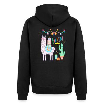 Anniversaire de cadeau d'alpaga comique rose de Llama Fiesta - Veste à capuche bio Premium Unisexe - noir - Dos - Nico (187cm)