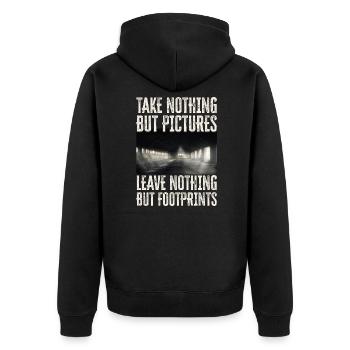 Take Nothing But Pictures Leave Nothing But - Unisex Premium Bio Zip Hoodie - Schwarz - Hinten - Nico (187cm)