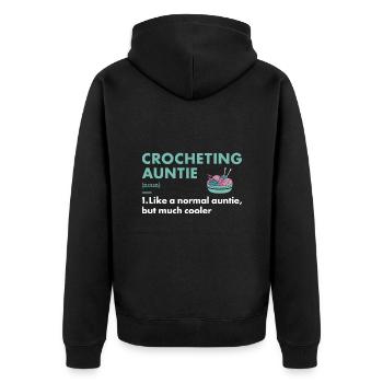 Crocheteuse Auntie Définition Crochet - Veste à capuche bio Premium Unisexe - noir - Dos - Nico (187cm)