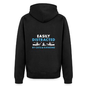 Kayaker Easily Distracted By Cats And Kayaking - Unisex Premium Bio Zip Hoodie - Schwarz - Hinten - Nico (187cm)