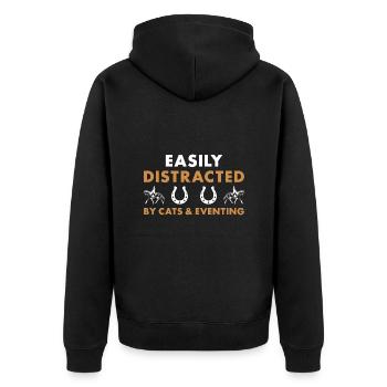Les cavaliers sont facilement distraits par les chats et le concours complet - Veste à capuche bio Premium Unisexe - noir - Dos - Nico (187cm)