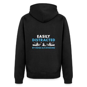 Kayaker Easily Distracted By Dogs And Kayaking - Unisex Premium Bio Zip Hoodie - Schwarz - Hinten - Nico (187cm)