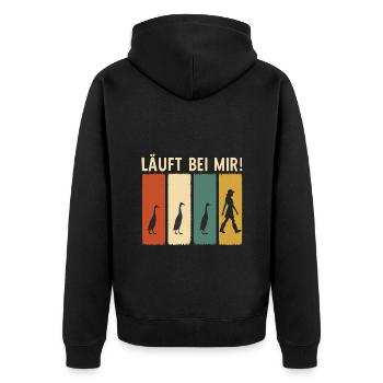 Laufente Laufentenzüchterin Laufenten Entenzucht - Unisex Premium Bio Zip Hoodie - Schwarz - Hinten - Nico (187cm)