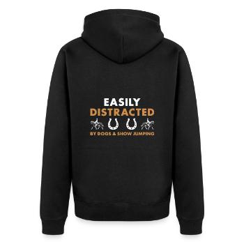 Le sauteur facilement distrait par les chiens et le saut d’obstacles - Veste à capuche bio Premium Unisexe - noir - Dos - Nico (187cm)