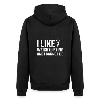 Sport I Like Weightlifting - Unisex Premium Organic Zip Hoodie - black - Back - Nico (187cm)