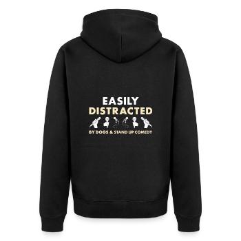 Comédien distrait par les chiens et la comédie stand-up - Veste à capuche bio Premium Unisexe - noir - Dos - Nico (187cm)