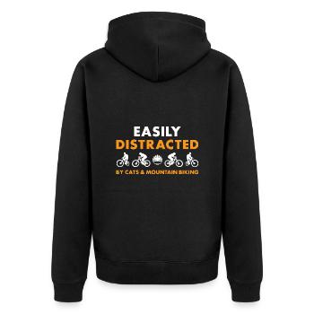 Biker Distracted By Cats And Mountain Biking - Unisex Premium Organic Zip Hoodie - black - Back - Nico (187cm)