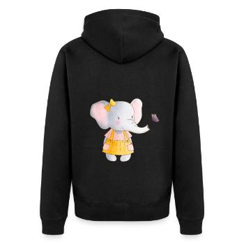 Elephant Family Mama Baby T-Shirt - Unisex Premium Organic Zip Hoodie - black - Back - Nico (187cm)