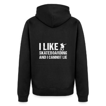 Sport I Like Skateboarding - Unisex Premium Bio Zip Hoodie - Schwarz - Hinten - Nico (187cm)