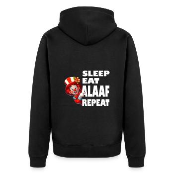 Karneval Köln Clown Sleep Eat Alaaf Repeat lustig - Unisex Premium Bio Zip Hoodie - Schwarz - Hinten - Nico (187cm)