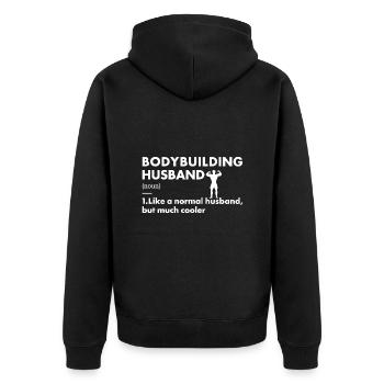 Sport Husband Definition Bodybuilding - Unisex Premium Organic Zip Hoodie - black - Back - Nico (187cm)