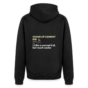 Comedian Kid Definition Stand Up Comedy - Unisex Premium Bio Zip Hoodie - Schwarz - Hinten - Nico (187cm)