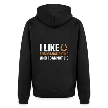 Rider I Like Endurance Riding - Unisex Premium Bio Zip Hoodie - Schwarz - Hinten - Nico (187cm)