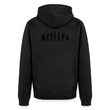 Turnen Bodenturnen Turner Evolution Turnverein - Unisex Premium Bio Zip Hoodie - Schwarz - Hinten - Nico (187cm)