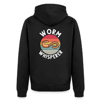 Wurm Würmer Vermicomp Wurmzucht Vermikultur - Unisex Premium Bio Zip Hoodie - Schwarz - Hinten - Nico (187cm)
