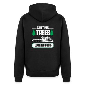 Chainsaw Lumberjacks Wood make tree fellers forest - Unisex Premium Organic Zip Hoodie - black - Back - Nico (187cm)