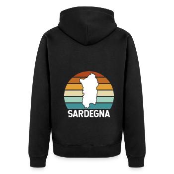 Sardinien Sardegna Retro - Unisex Premium Bio Zip Hoodie - Schwarz - Hinten - Nico (187cm)