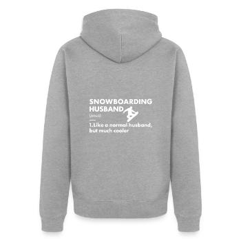 Sport Husband Snowboarding - Unisex Premium Bio Zip Hoodie - Grau meliert - Hinten - Nico (187cm)