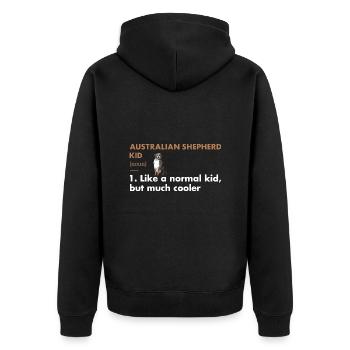 Dog Aussie Kid Definition - Unisex Premium Bio Zip Hoodie - Schwarz - Hinten - Nico (187cm)