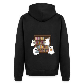 Skull Horror Halloween Gift - Unisex Premium Organic Zip Hoodie - black - Back - Nico (187cm)