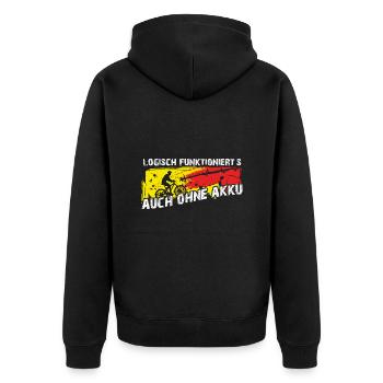 Biken ohne Akku ohne Motor - Unisex Premium Bio Zip Hoodie - Schwarz - Hinten - Nico (187cm)