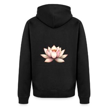 Lotusblüte - Unisex Premium Bio Zip Hoodie - Schwarz - Hinten - Nico (187cm)