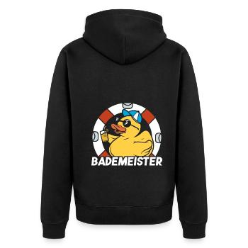 Rettungsring Bademeister - Unisex Premium Bio Zip Hoodie - Schwarz - Hinten - Nico (187cm)