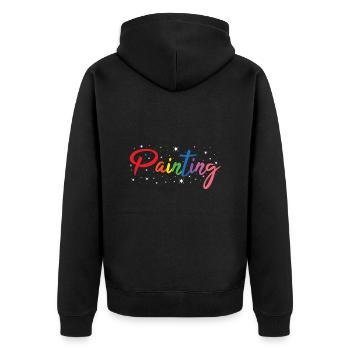 Painter Painting - Unisex Premium Organic Zip Hoodie - black - Back - Nico (187cm)