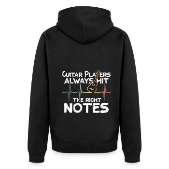Learn guitar saying - Unisex Premium Organic Zip Hoodie - black - Back - Nico (187cm)